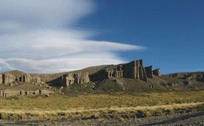 Folded syn-orogenic clastics (Mio-Pliocene), Pincheria piggy-back Basin, Argentina.